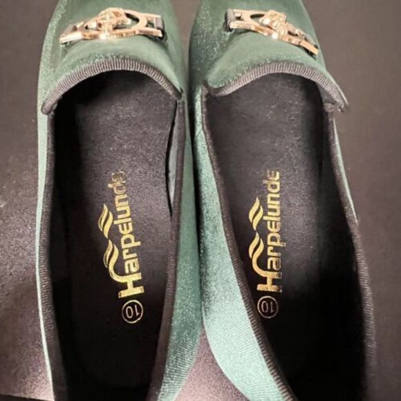 Harpelunde Medical Symbol Buckle Dress Shoes Green Velvet Loafers Men’s Size 10 - Picture 10 of 11